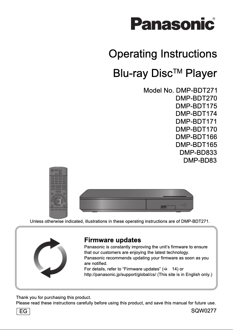 First page image of the manual for DMP-BD833