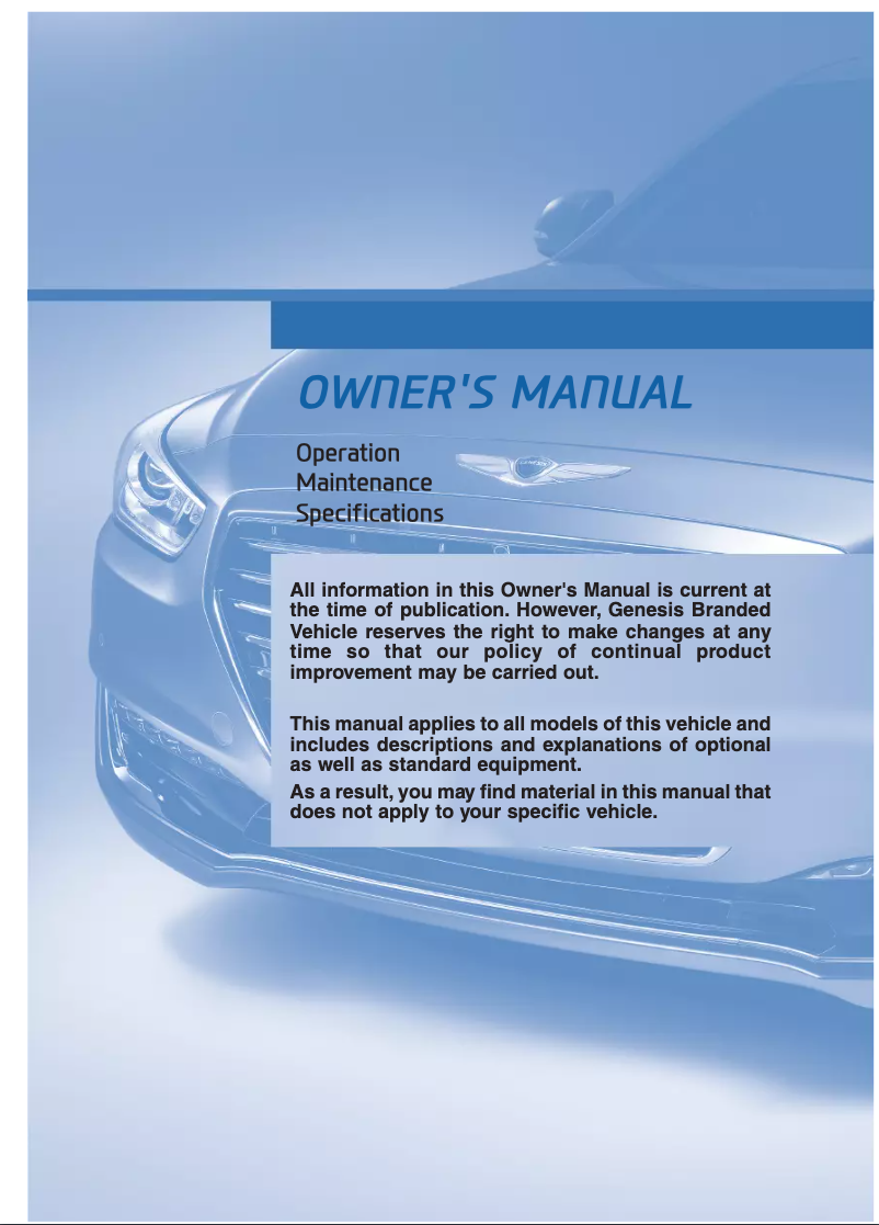 Page n°1 - Manuel utilisateur Genesis G90 (2017)