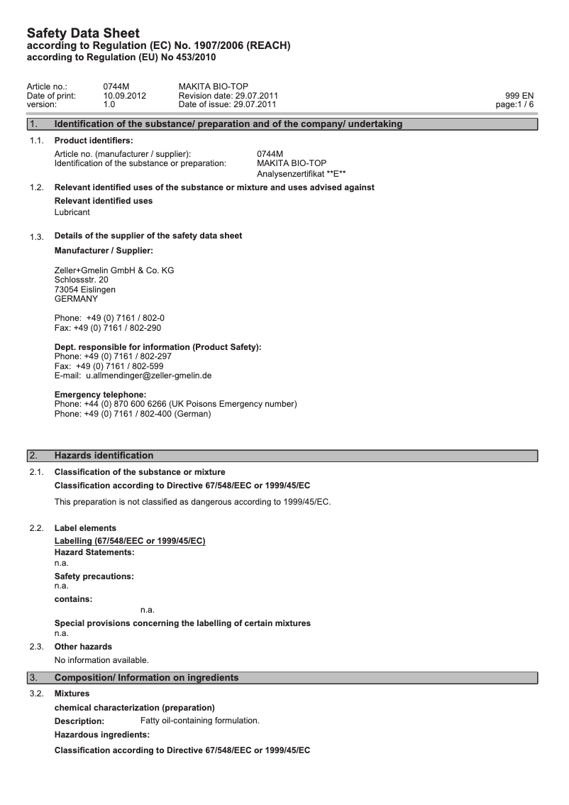 Page n°1 - Manuel utilisateur Makita 980008611