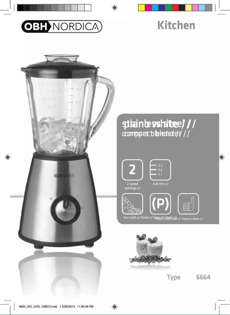 Page 1 de la notice Manuel utilisateur OBH Nordica Compact 6664