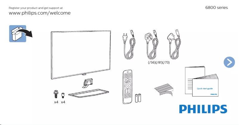 Página 1 del manual Guía de inicio rápido Philips 6800 series 50PUT6800