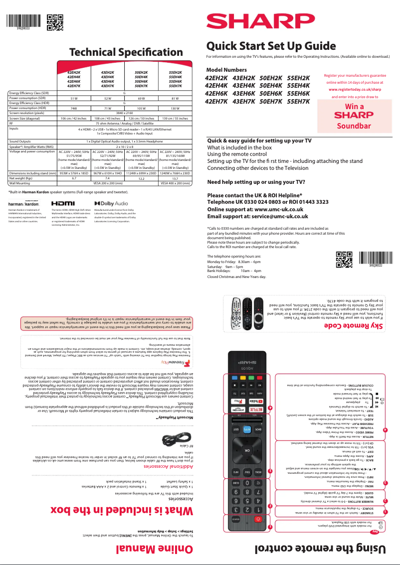 Page 1 de la notice Guide de démarrage rapide Sharp 42EH4K