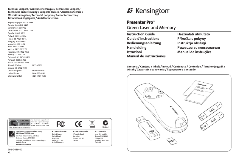 Page n°1 - Manuel utilisateur Kensington K72367US