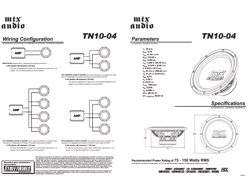 Página 1 del manual Manual de usuario MTX Audio TN10-04