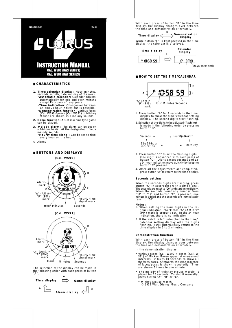 Página 1 del manual Manual de usuario Lorus W590