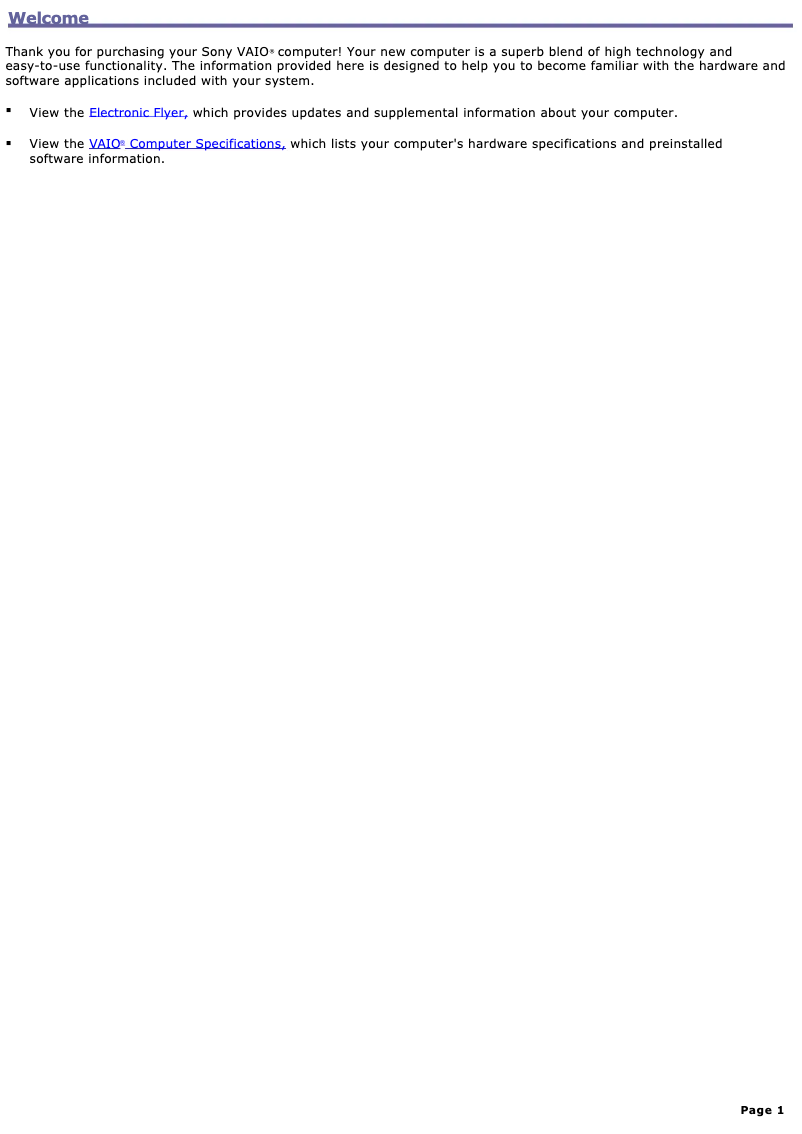 Página 1 del manual Manual de usuario Sony Vaio PCV-RS220