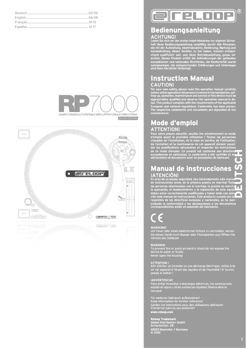 Image de la première page du manuel de l'appareil RP-7000