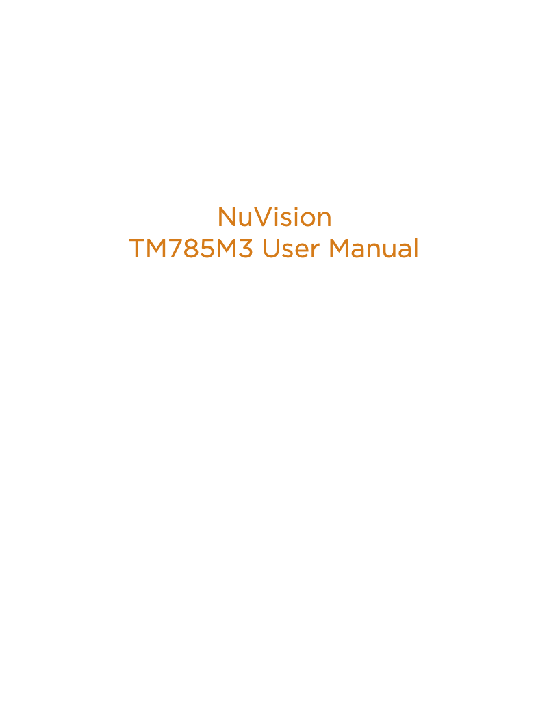 Page n°1 - Manuel utilisateur NuVision TM785M3