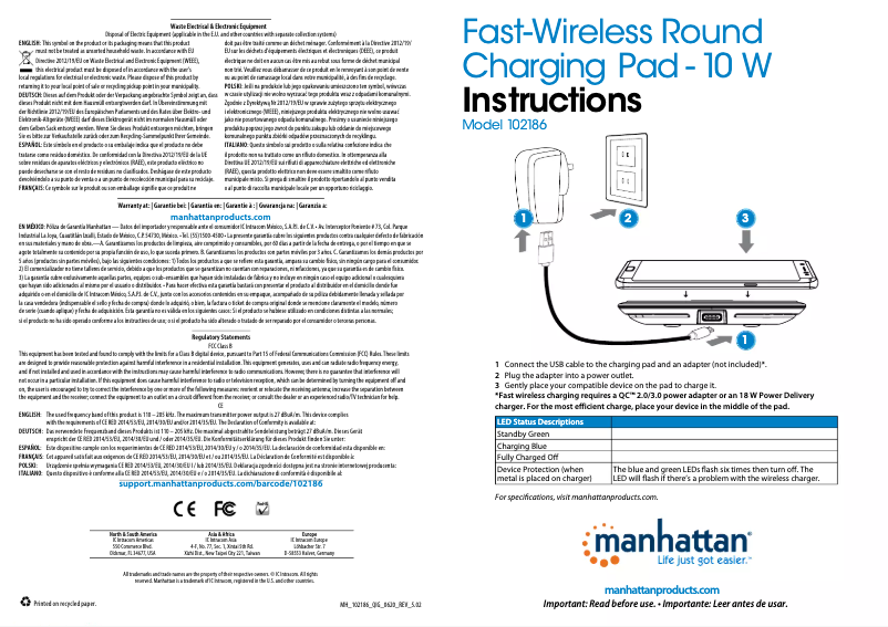Page n°1 - Manuel utilisateur Manhattan 102186