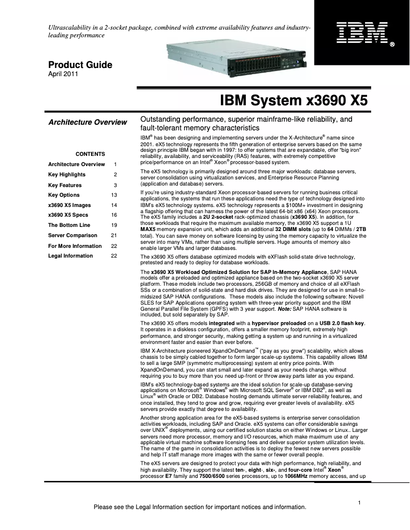 Page 1 de la notice Manuel utilisateur IBM System x 3690 X5