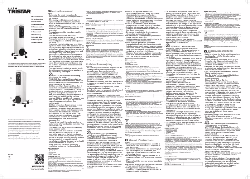 Page 1 de la notice Manuel utilisateur TriStar KA-5217