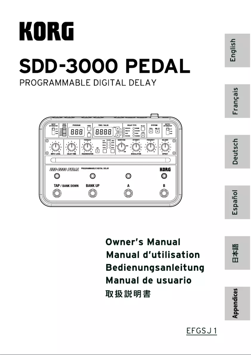 Page 1 de la notice Manuel utilisateur Korg SDD-3000 Pedal