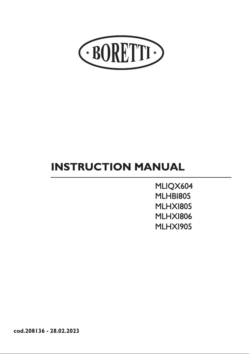 Page 1 de la notice Manuel utilisateur Boretti MLHXI805
