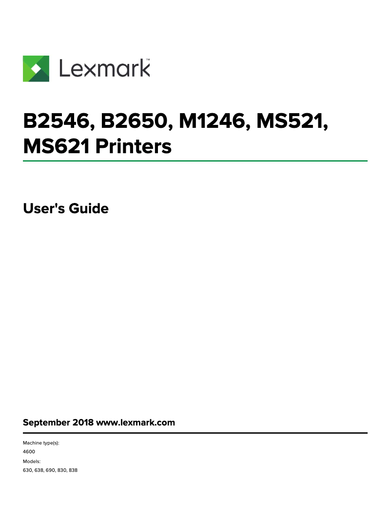 Page 1 de la notice Manuel utilisateur Lexmark MS521