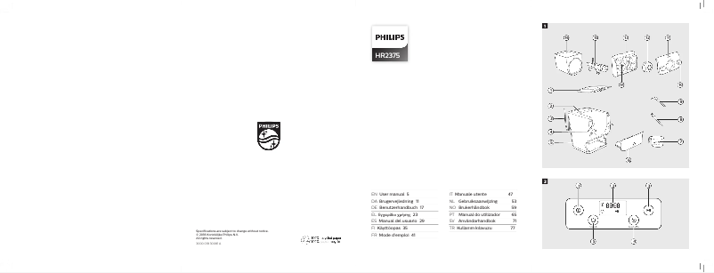 Image de la première page du manuel de l'appareil Avance Collection HR2375