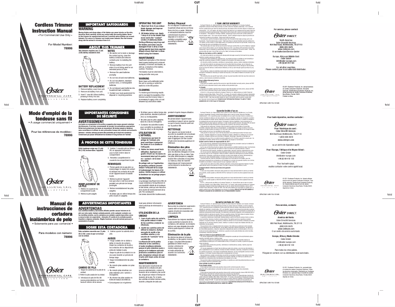 Page n°1 - Manuel utilisateur Oster AMP