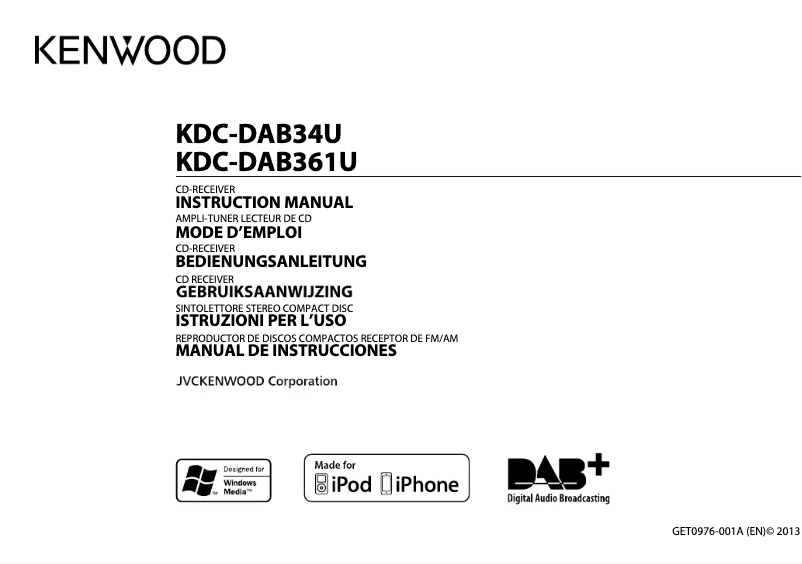Page n°1 - Manuel utilisateur Kenwood KDC-DAB34U