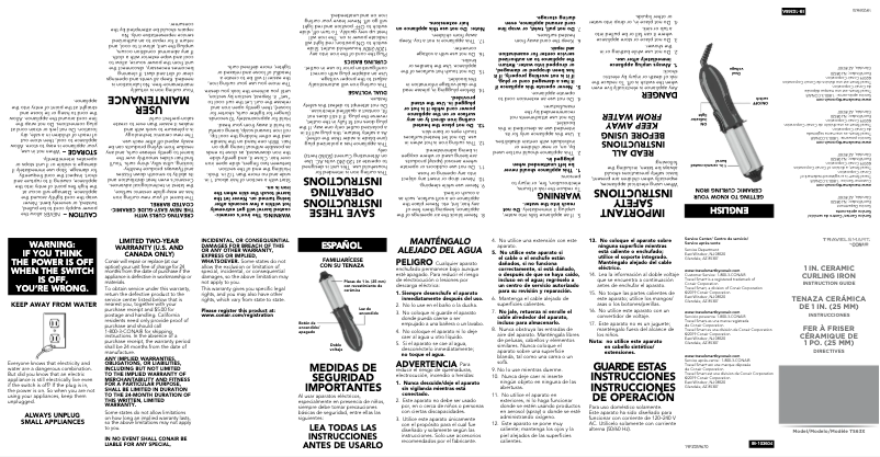 Page 1 de la notice Manuel utilisateur Conair TS63X