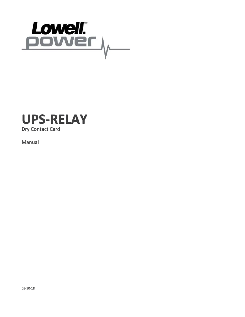 Page n°1 - Manuel utilisateur Lowell UPS-RELAY