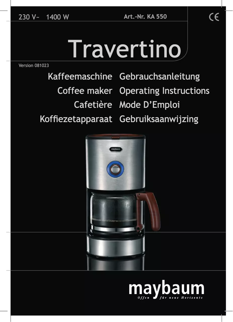 Image de la première page du manuel de l'appareil Travertino KA 550