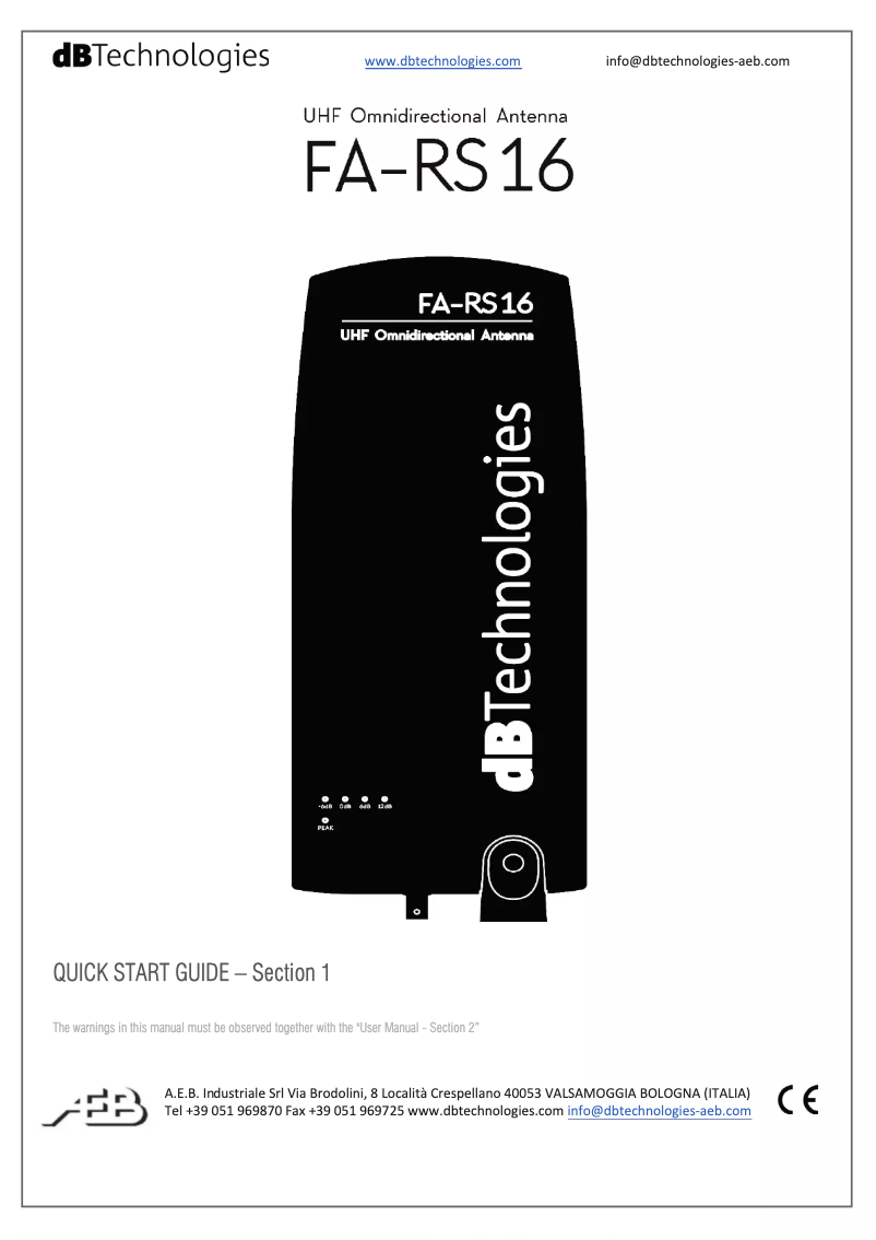 Page n°1 - Manuel utilisateur DB Technologies FA-RS16