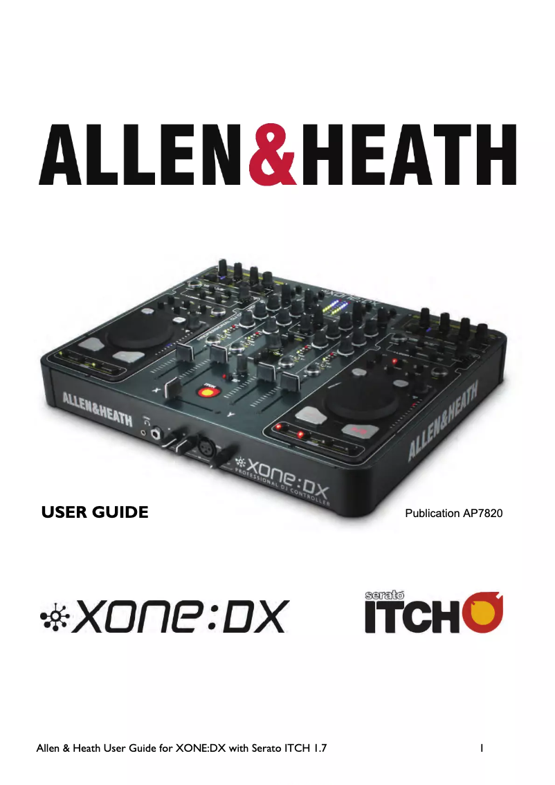 Page 1 de la notice Manuel utilisateur Allen & Heath Xone:DX