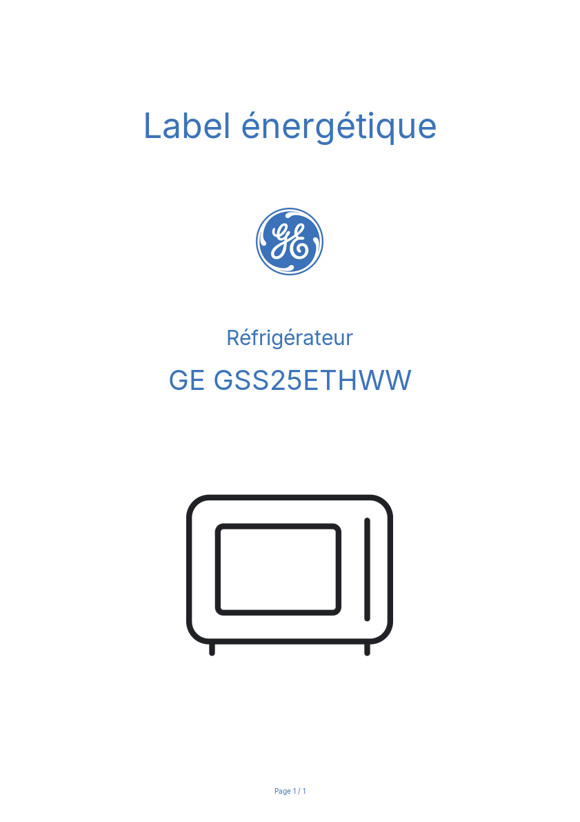 Image de la première page du manuel de l'appareil GSS25ETHWW