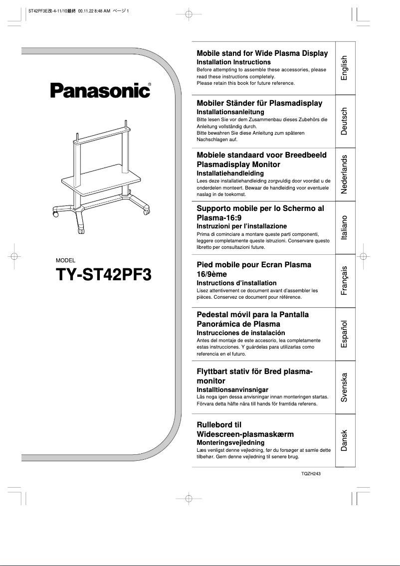 Page 1 de la notice Manuel utilisateur Panasonic TY-ST42PF3