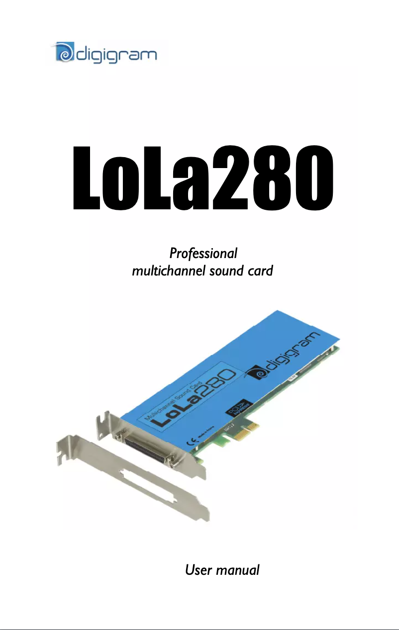 Page n°1 - Manuel utilisateur Digigram LoLa280