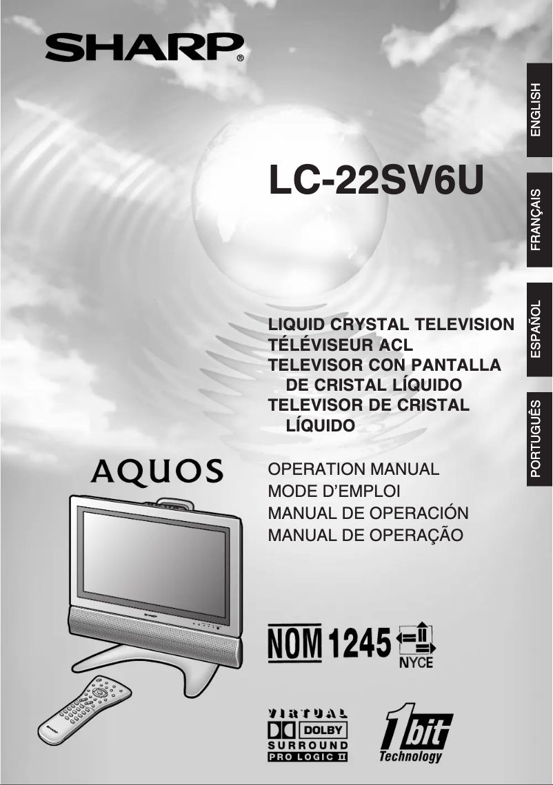 Page 1 de la notice Manuel utilisateur Sharp LC-22SV6U