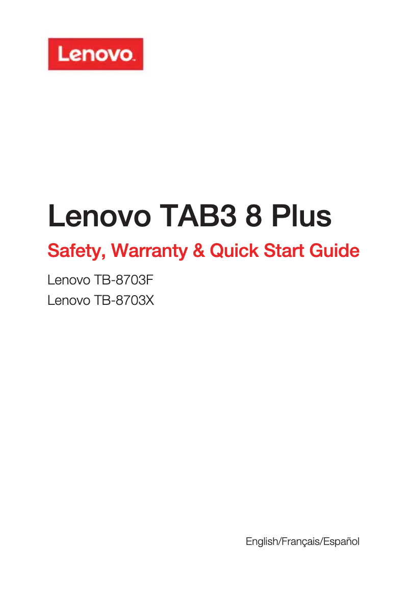 Page n°1 - Manuel utilisateur Lenovo Tab3 8 Plus