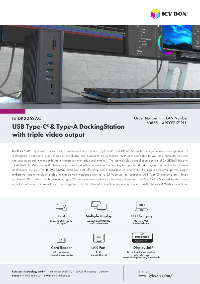 Page n°1 - Fiche technique Icy Box IB-DK2262AC