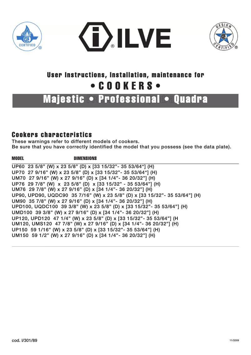 Page n°1 - Manuel utilisateur Ilve UMD100