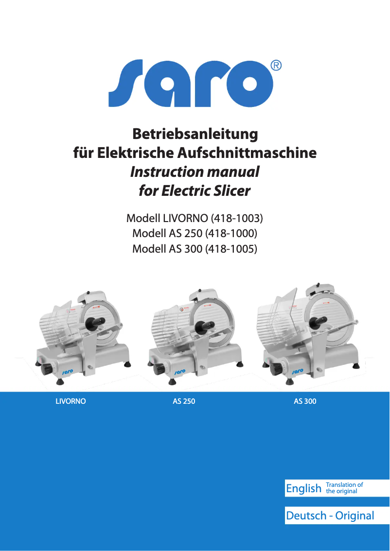 Image de la première page du manuel de l'appareil Livorno