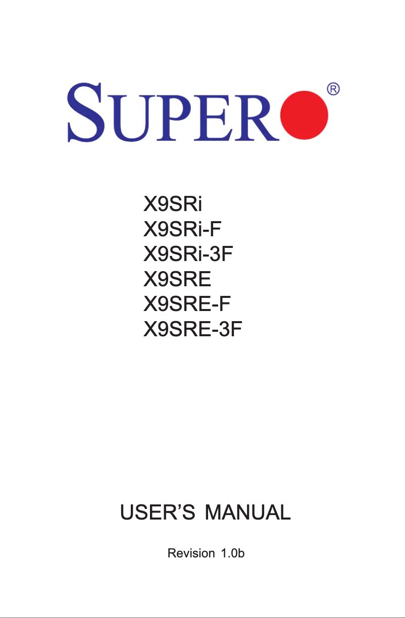 Page n°1 - Manuel utilisateur Supermicro X9SRi-3F