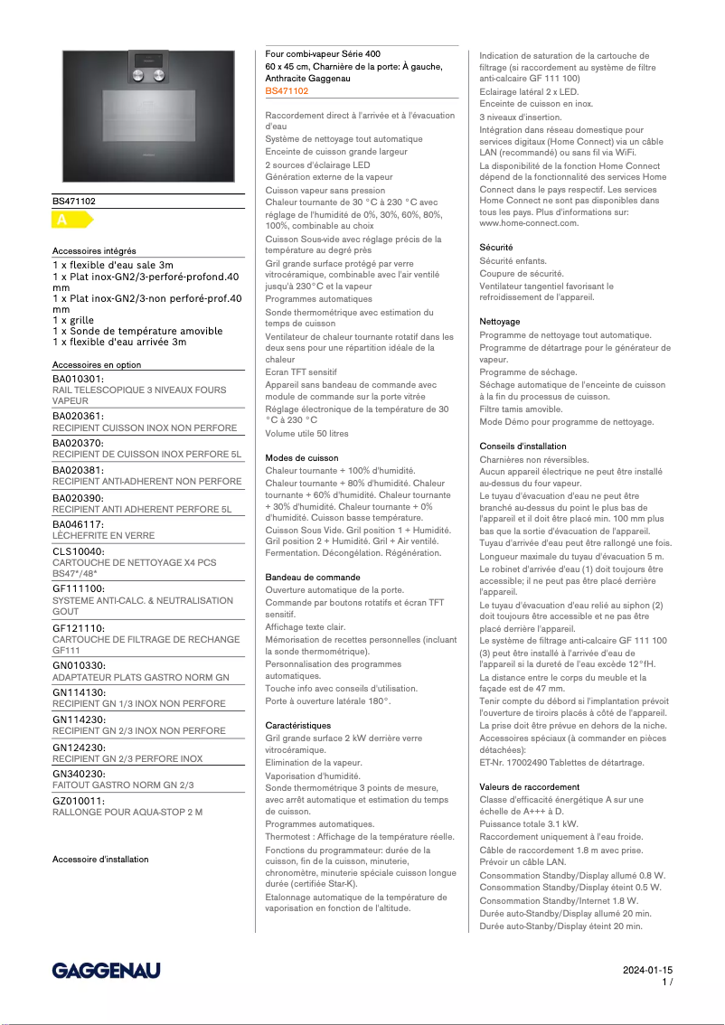 Image de la première page du manuel de l'appareil BS471102