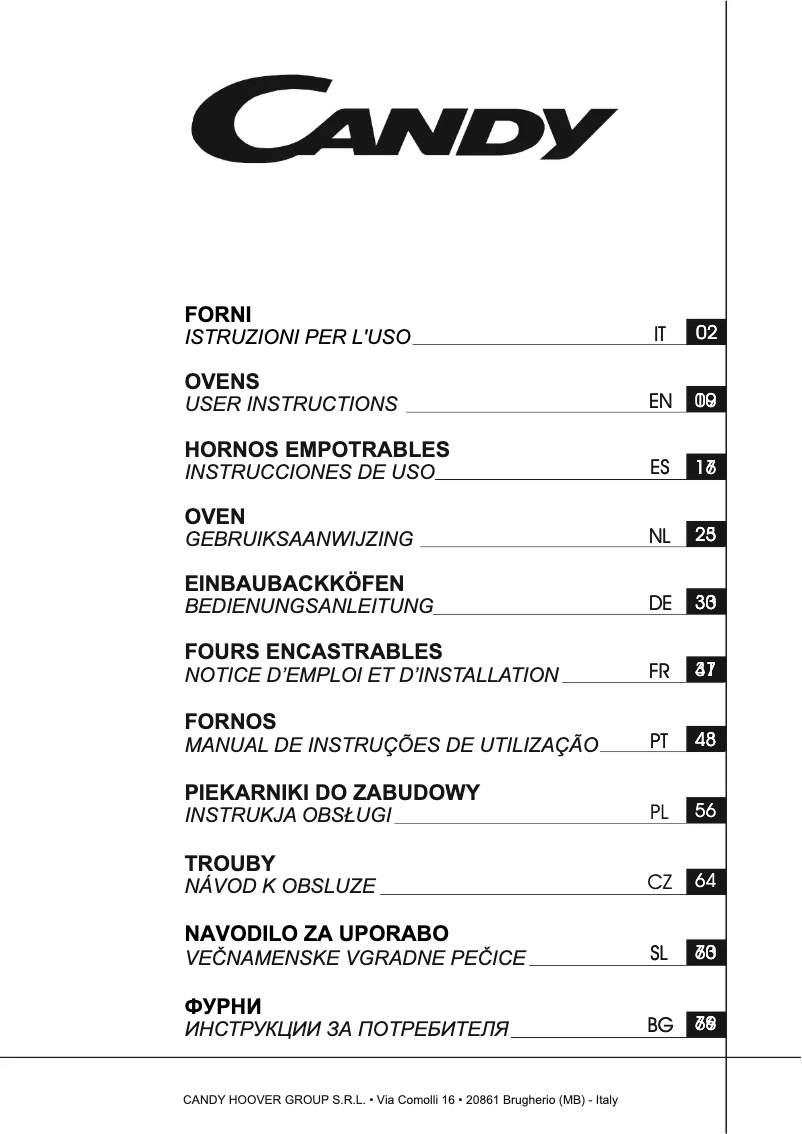 Page n°1 - Manuel utilisateur Candy FCP605XL