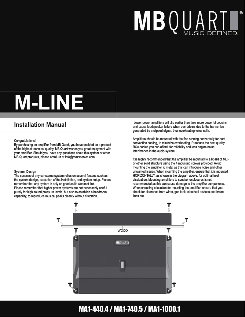 Page n°1 - Manuel utilisateur MB Quart MA1-440.4