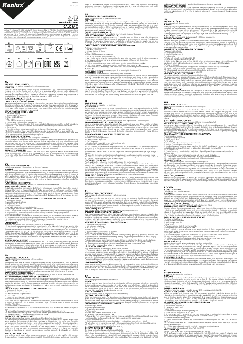 Page 1 de la notice Manuel utilisateur Kanlux GALOBA C