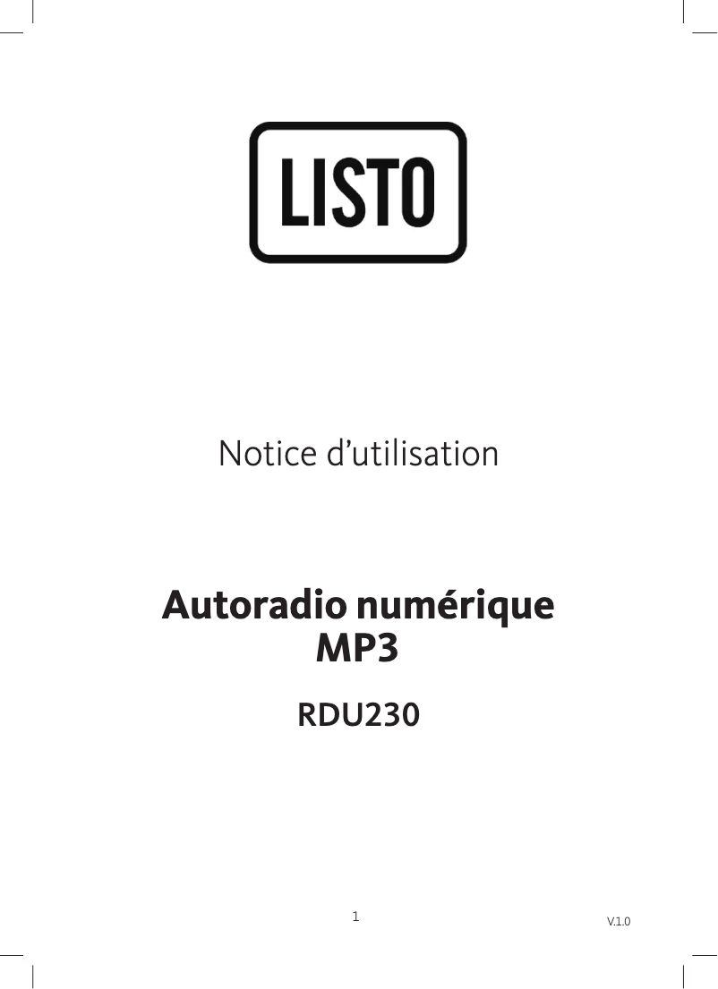 Image de la première page du manuel de l'appareil RDU230