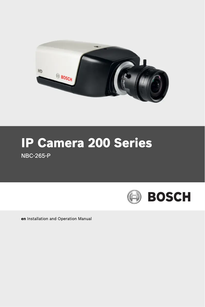 Page n°1 - Manuel utilisateur Bosch NBC-265-P