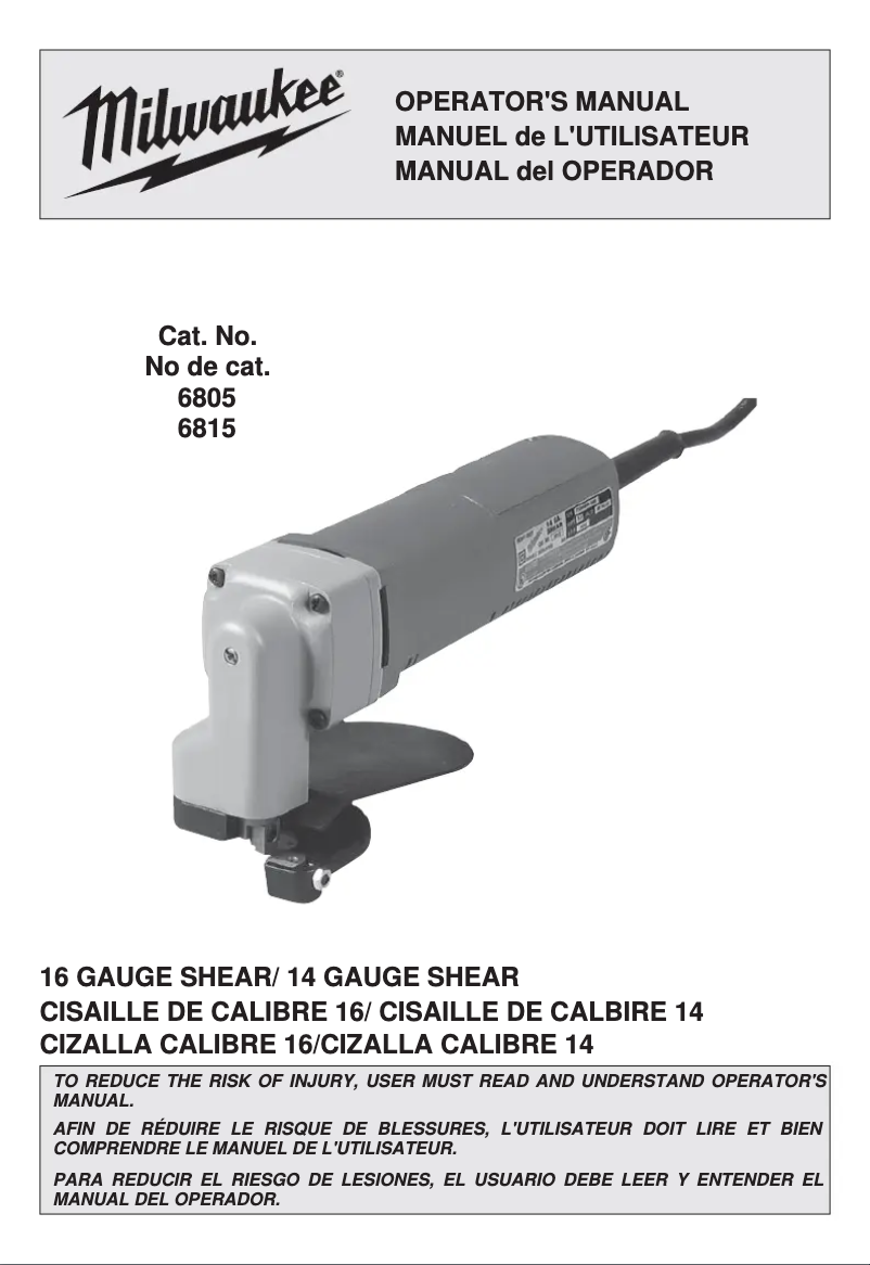 Page n°1 - Manuel utilisateur Milwaukee 6815