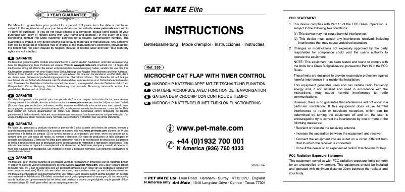 Image de la première page du manuel de l'appareil 355W Elite