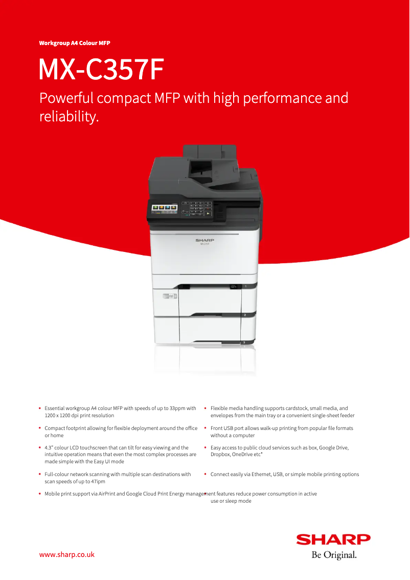 Page n°1 - Fiche technique Sharp MX-C357F