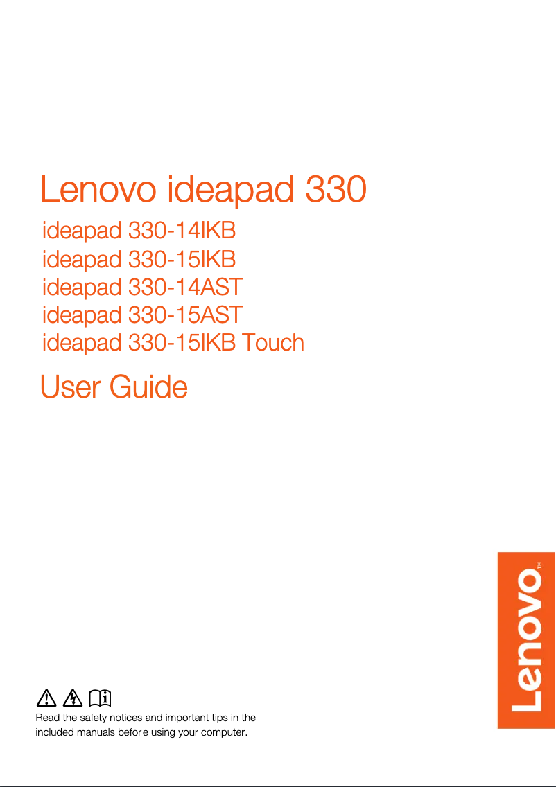 Page 1 de la notice Manuel utilisateur Lenovo IdeaPad 330 Touch