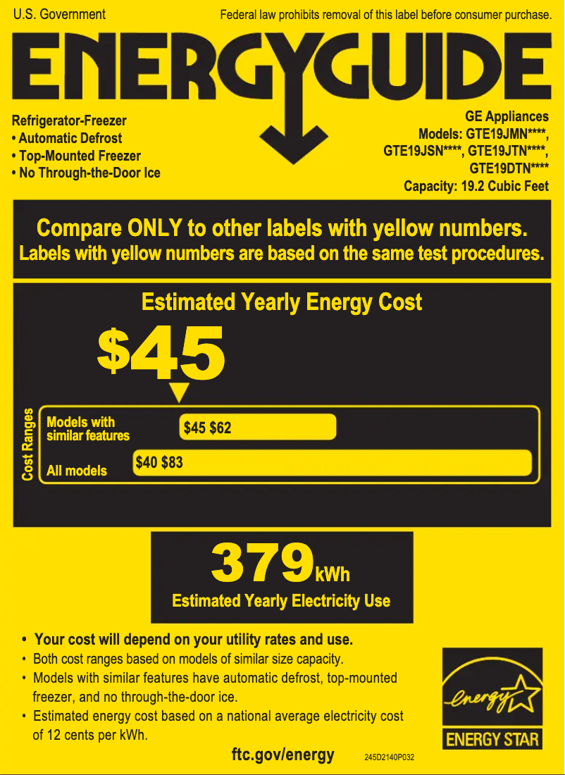 Image de la première page du manuel de l'appareil GTE19JSNRSS