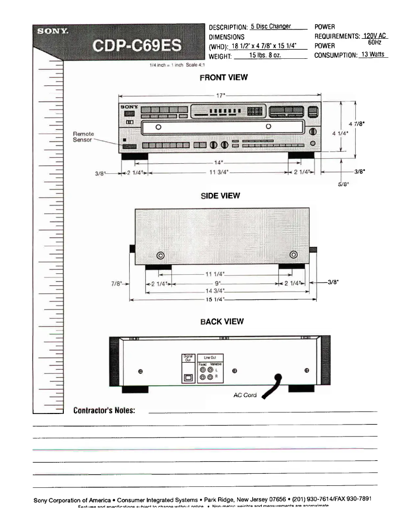 Page 1 de la notice Guide d'installation Sony CDP-C69ES