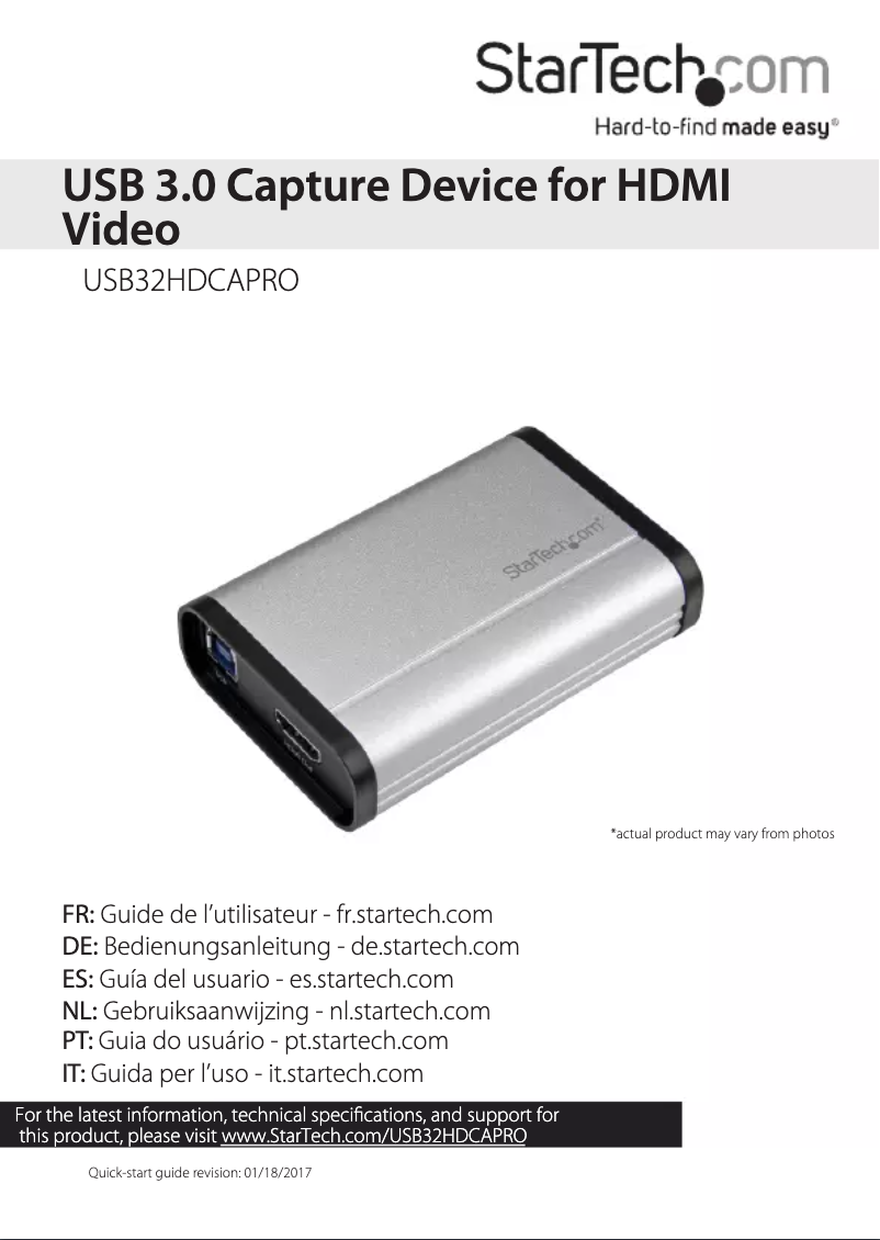 Page 1 de la notice Manuel utilisateur StarTech.com USB32HDCAPRO