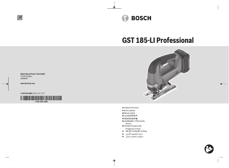 Page n°1 - Manuel utilisateur Bosch GST 185-LI Professional