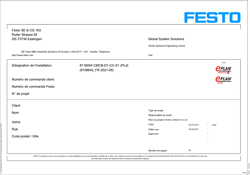 Page 1 de la notice Instructions / montage Festo CMCB-D1-CC-S1